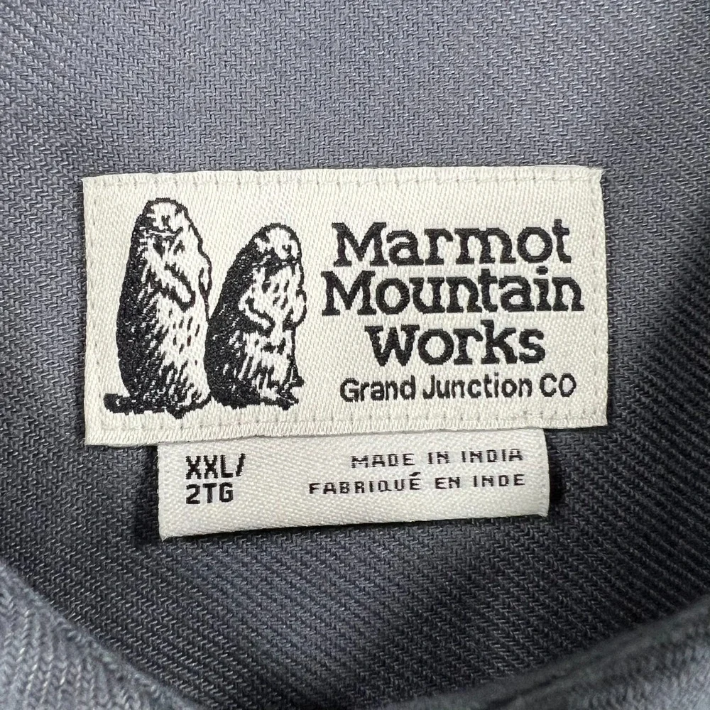Marmot Fairfax Lightweight Flannel Shirt Mens 2XL XXL Gray Button Up Outdoor New
